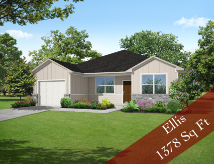 New home single-story 1378 sq ft 1 car garage