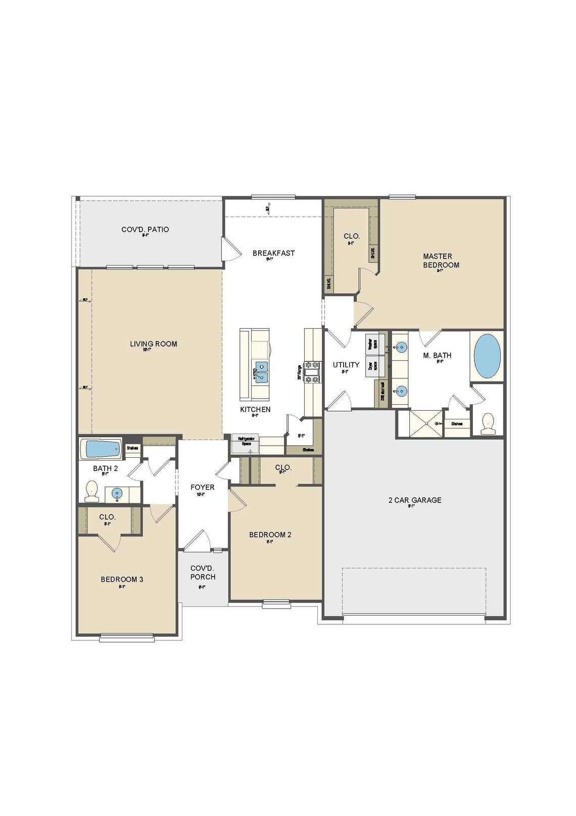 New home floor plan 1731 sq ft texas